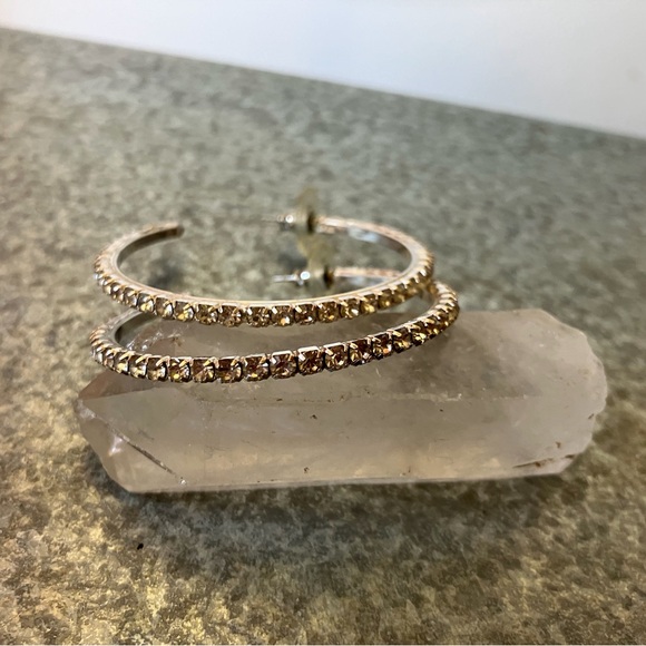 Mimi & Marge crystal and silver hoop earrings - Picture 2 of 5